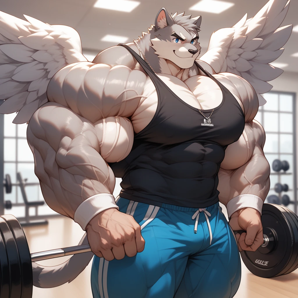 By dangpa, By daveoverlord, by kuulongarl, by takemoto, by kusunagi polar bear, muscular, topless, military, planes, huge pec, pectoral, large , white fur, blue tank top, black gym shorts, black wristbands, black gym shoes, wearing black sun glasses, attractive guy, 8k furry art