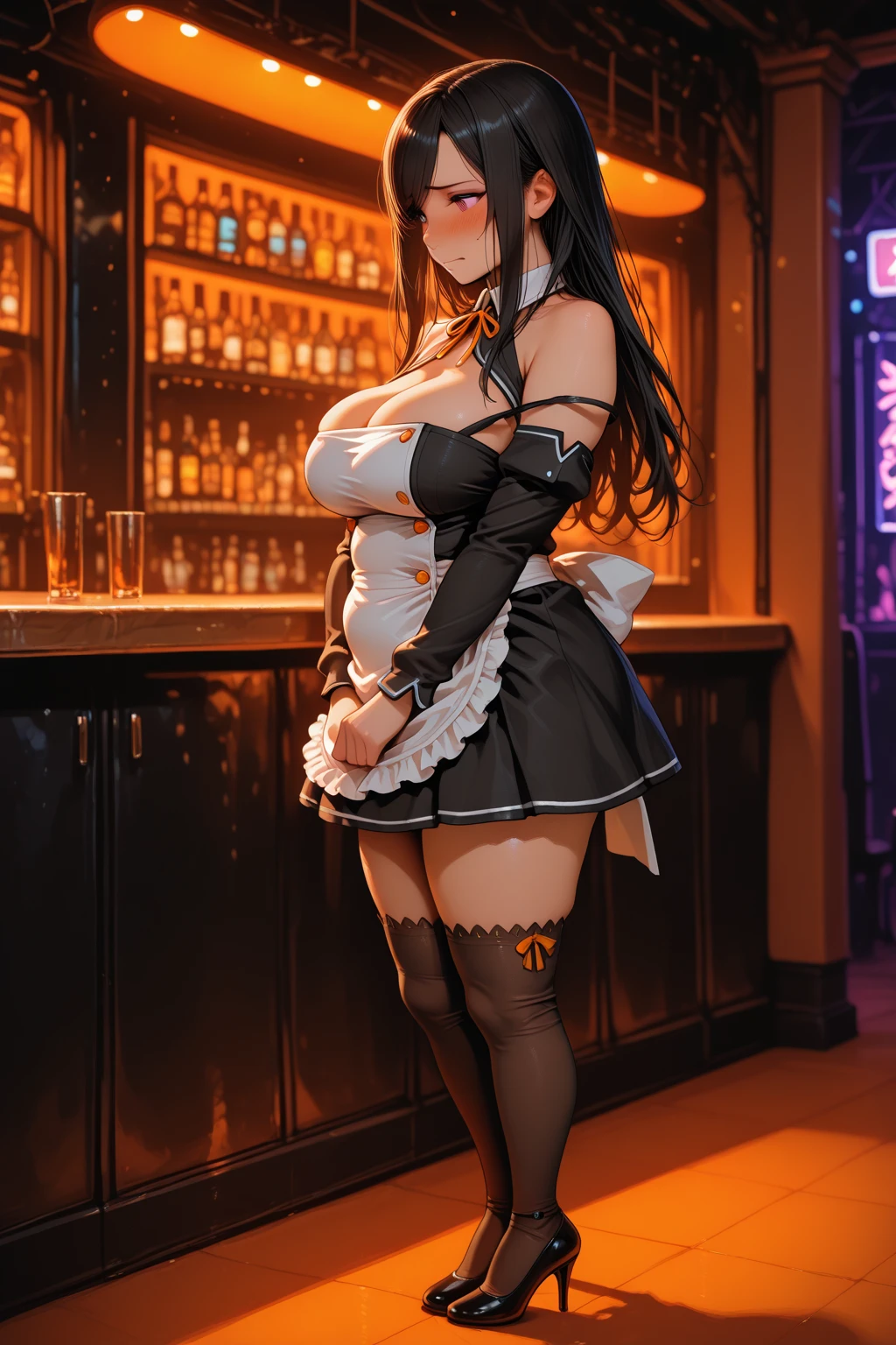 ((Back view))、Super detailed、(Raw photo)、masterpiece、8k、(Highest quality)、(High resolution:1.3)、Ultra-Details、Angle from below、(Perfect Anatomy:1.3)、One girl、(Skin-colored slime girl in school uniform)、Turn around to look at the viewer、(Beautiful Eyes)、A confident smile、(Super hourglass body type:1.5)、(Super big breasts pointing upwards:1.7)、(Erect nipples)、(Narrow waist)、(Wide super big ass:1.2)、Black Hair、bangs、(White school shirt)、(Super mini pleated skirt)、Uniform bow tie、Socks、Increased transparency、(Super see-through:1.2)、Japanese school classroom、(Sexy and acrobatic poses and gestures)、Correct fingers、Open your legs and stick your buttocks out、(She is a slime girl who can freely change her body shape.:1.5)、The fingers of one hand have reverted to a slimy, mucus-like state.、magical realism