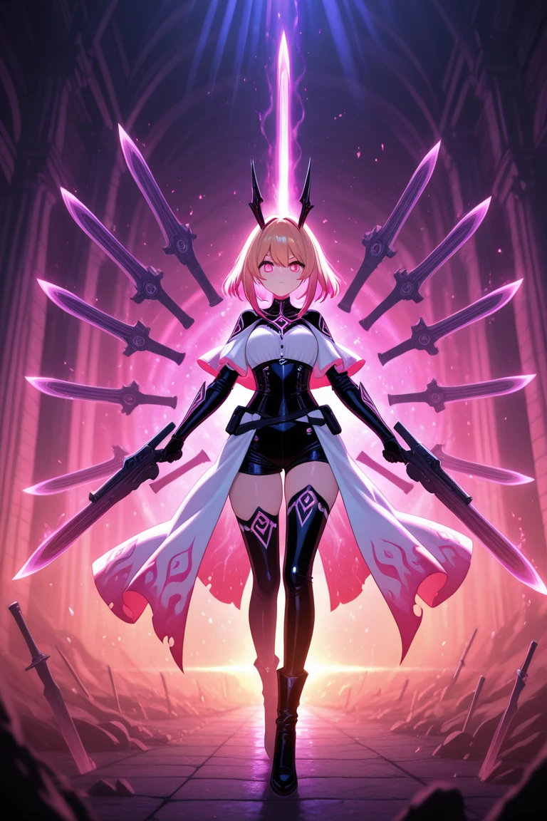 1girl,mature female,solo focus,glowing magenta eye,colored sclera,white hair, long hair,(((pale skin,extremy white skin,hair over one eye,halo pink))), sharp teeth, open mouth,(((medium breasts,glossy body))),((white bra,white bikini,white skirt,bare feet,)),(((villain,psycho,villain smile,psychopath,angry))),(((running in front a stones ruins in night,attacking holding a magic magenta Scythe))),masterpiece,hd,best quality,8k,detailed face,close-up on face,perfect face,(waist-up view)
