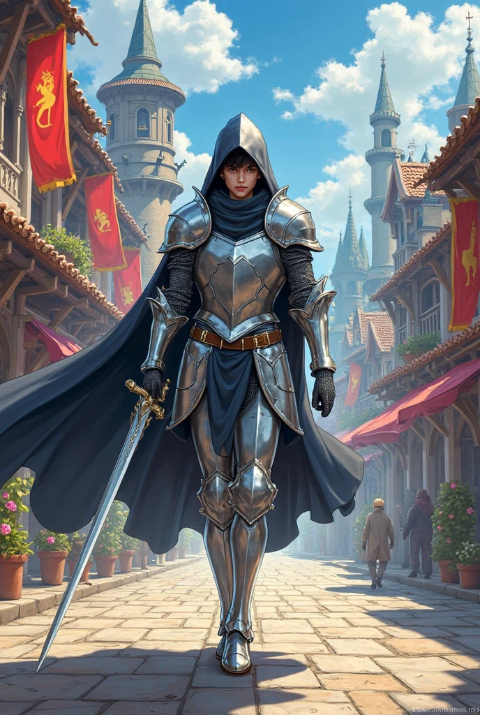 (score_9, score_8_up, score_7_up:1.2) BREAK
1girl, upper body, brown eyes, lips, expressionless, closed mouth, breasts, shoulder armor, pauldrons, medium breasts, blue veil, grey armor, brown belt, helmet, armor, solo, breastplate, looking at viewer, plate armor, full armor, gorget, boobplate, veil, arm armor, shaded face, shoulder belt, belt, belt buckle