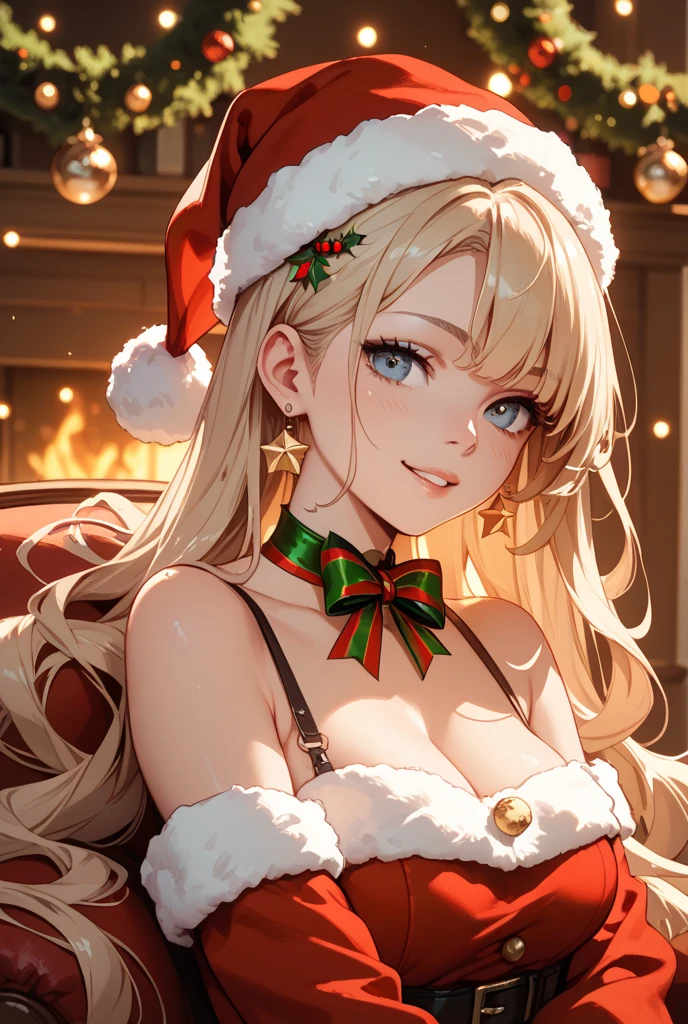top-quality、Top image quality、masterpiece、teens girl((red santa bikini costume、18year old、teen ager、Best Bust、big bast,Beautiful light blue eyes、Breasts wide open, a blond、A slender,Large valleys、dye one's cheeks red、Leaning forward、White breath、Reflecting the whole body、Laugh、dance、nipple seal)),hiquality、Beautiful Art、Background with((My room at night、Christmas Wind)))、masutepiece、depth of fields,