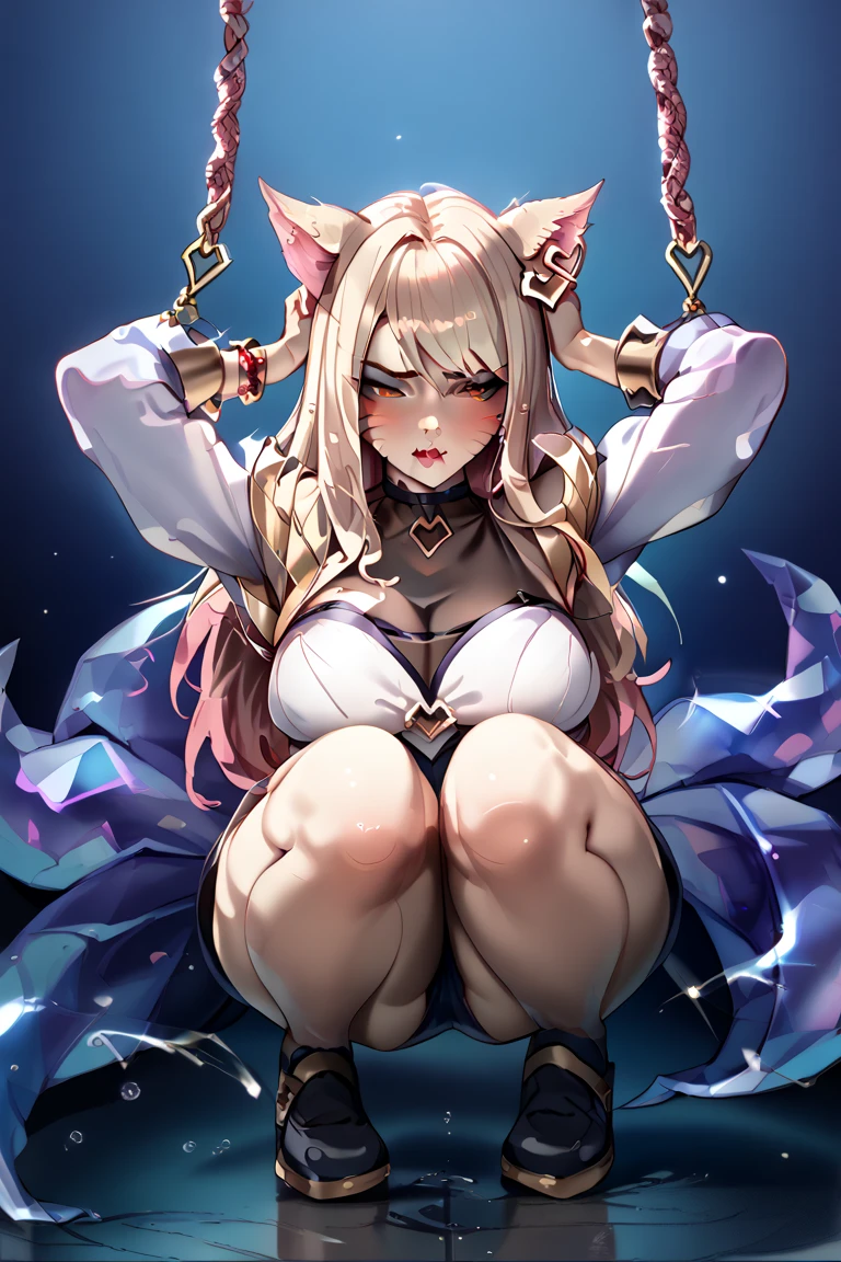 (masterpiece),(Highest quality),(Super detailed),(Best illustrations),(Best Shadow),(Absurd),(Detailed Background),(so beautiful), 16K, 8K,(Best illustrations),(Best Shadow), (so beautiful)angelabalzac, One person, alone, glamorous, , ,black seethroughol , very long hair, , Blonde, blue eyes, arms behind head, squatting, , Elbow hand pockets, Cyan headgear, Low twin tails, empty eyes, blank eyes, , , , , , orgasm, afterglow, erotic smile, pussy, crimson lip, , , , Dead, Sexy posture, dynamic pose, , cross-eyed, rolling eyes, garter belt, , BDSM, , , succubus tail, , , saliva trail, full-face blush, shiny skin, , , orgasm, , , arched back, , torogao, ahegao, BREAK, , Dramatic lighting, Psychedelic background, Pink Liquid, Oculogyric crisis, night, Star-shaped hair fastening, , Torrent of Light, Fantasy