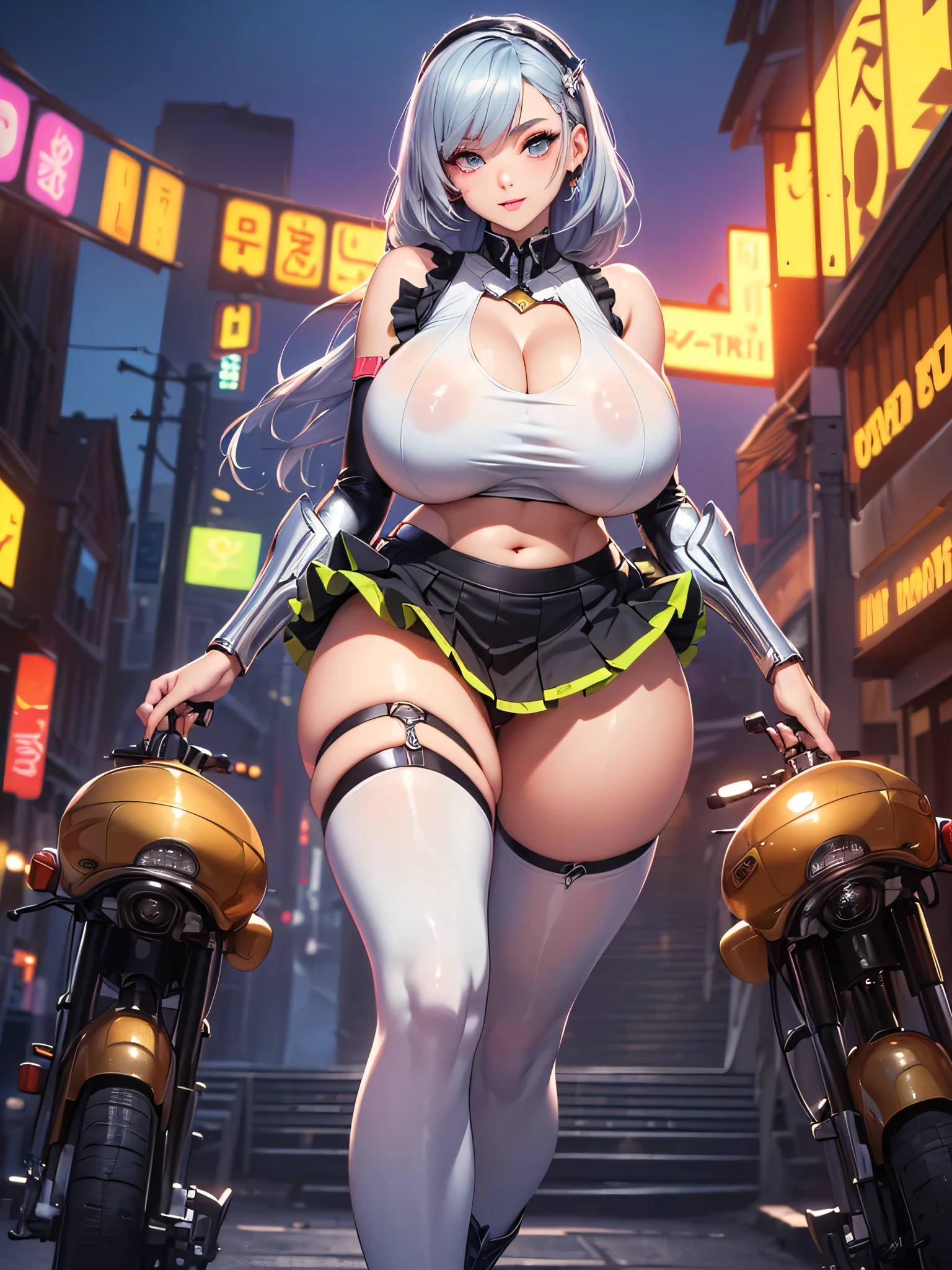 1 girl，nurse hat，nurse belt，large silver earrings，Leather glove，Huge sagging，a little bit chubby, , legs long，open belly button，belly button nails，steel spike socks，abdominals tattoo，arm tattoos，leg tattoo is，harness，35-year-old female model，a woman with a righteous wife，leather pant，In crowded metro stations，on a moving train