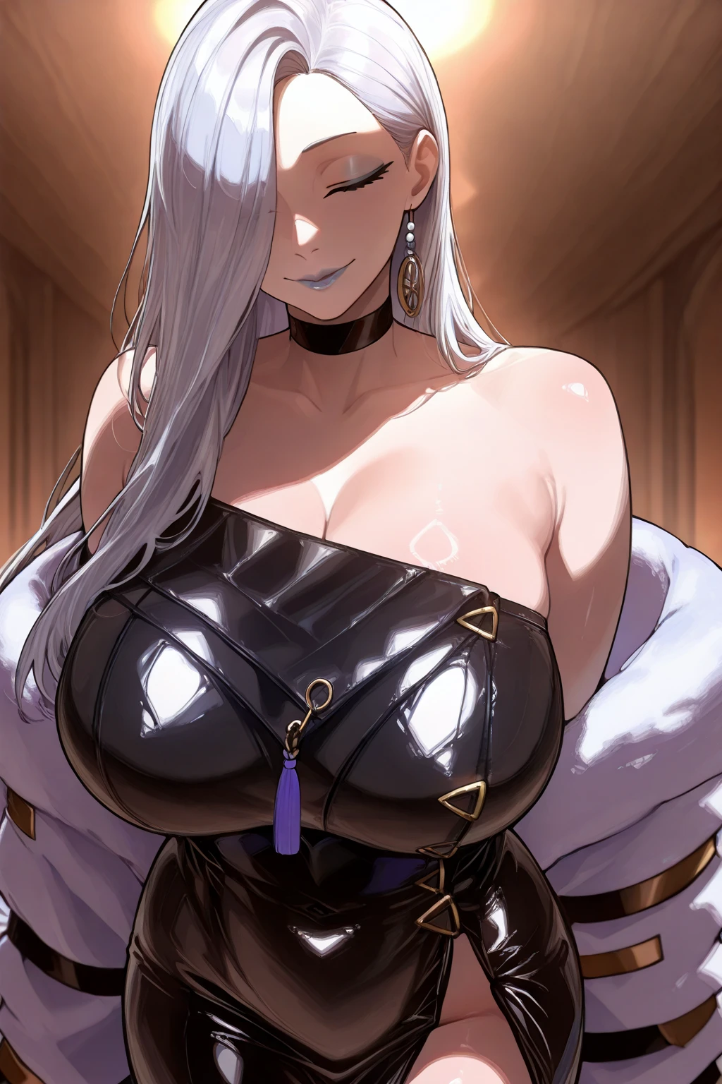 (Unity 16K Wallpaper, Masterpiece, Best Quality, Ultra-Detailed, Extremely Detailed CG, Caustics, Cinematic Lighting, Detailed, Beautiful Detailed Eyes, solo), Ultra High Resolution, fine skin、sexy,curby,gigantic breasts、playboy bunny, casino,Portrait, hold one's chest with one's arms,milk tea color hair,One-length hair,cowboy shot,yellow eyes,squatting
