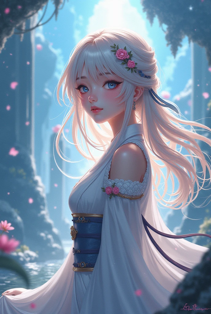 With the theme of a beautiful fox spirit, it shows her wearing a white loose costume, lazy movements, a delicate and beautiful face, very attractive eyes, and red eye shadow, which looks charming. Looking at the audience, highlighting her mystery and fairy, using soft colors and rendering, creating a mysterious, romantic atmosphere, 8K. --auto --s2