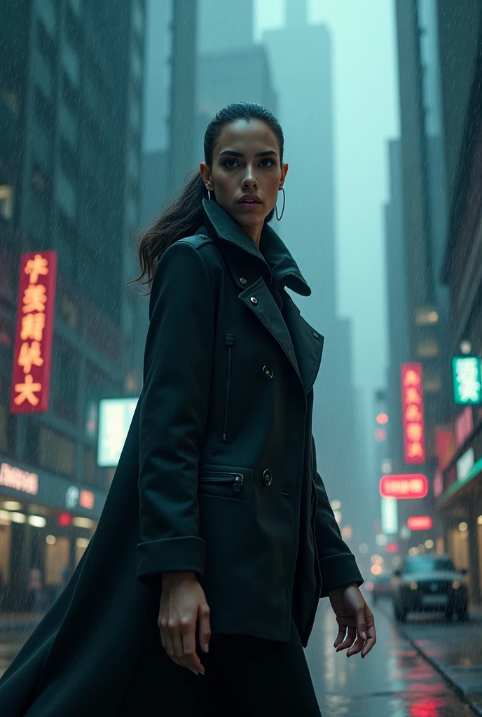 Lily Collins, on the streets of Tokyo, at night, (in front of the crowds:1.15), premium luxury silk black bra, slight abs, (sexy luxury black high heels:1.15), black super short dress, elegant, luxury silk super-detailed black stockings, black manicure, heavy makeup, (masterpiece:1.5), best quality, high resolution, 8K, showing slight abs, HDR, bloom, raytracing, slight abs, detailed shadows, depth of field, film photography, (wind:0.8), detailed hair, gorgeous face, ultra detailed eyes, cinematic lighting, (hyperdetailed:1.15), hair tied up, (sexy pose:1.15), (showing full body:1.5), deep depth of field, (cyberpunk:1.15), (raining:1.15), (neon lights:1.15), looking at camera, (sexy supermodels in the background:1.3), (wearing sexy black detailed choker:1.15), (luxury black Burberry trench coat:1.15), a luxury Mercedes-Benz in the background