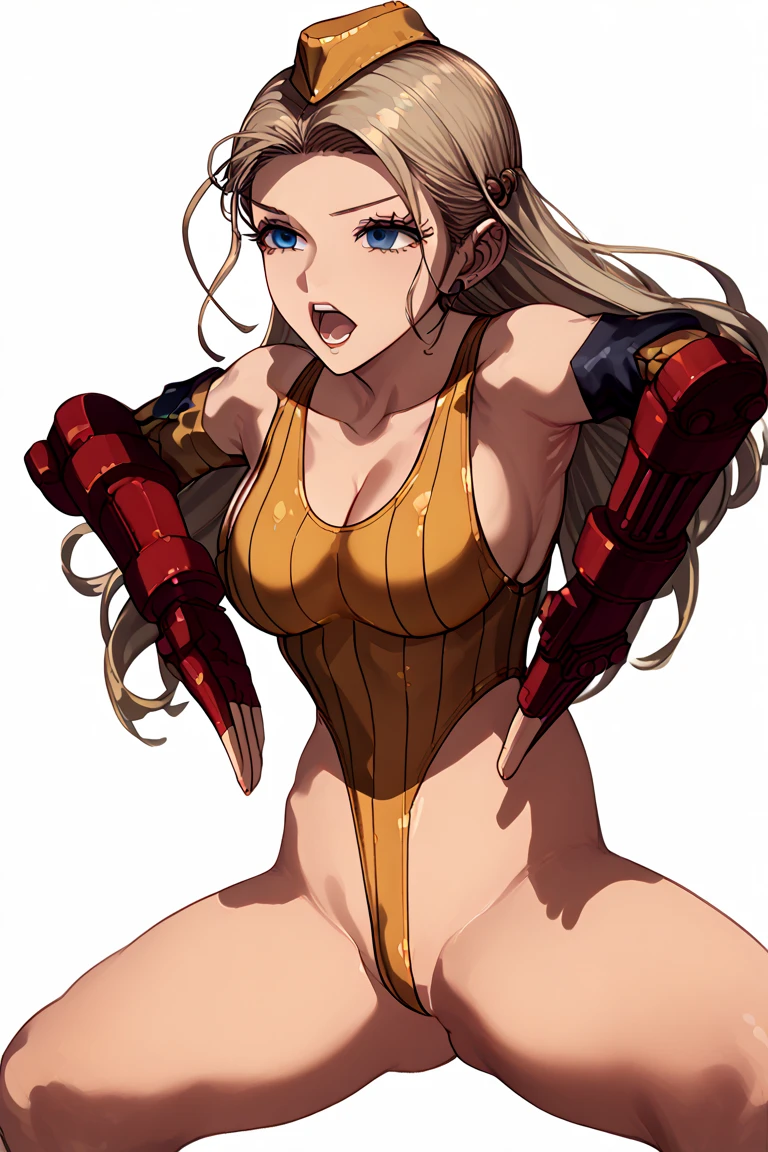 masterpiece:1.2, best quality), realistic, (real picture, intricate details, depth of field), (1girl, solo), make up, parted lips, highly-detailed, perfect face, (((((huge muscles))))) ((huge breasts:1.8)), (skindentation), thick thighs, wide hips, attractive waist, tall, glossy coral lips, (twintails honey blond hairs:1.2), (beautiful bright coral orange eyes), sexy, blushing, Massive Cleavage, Disproportional , hanging breasts, Queen, Crown