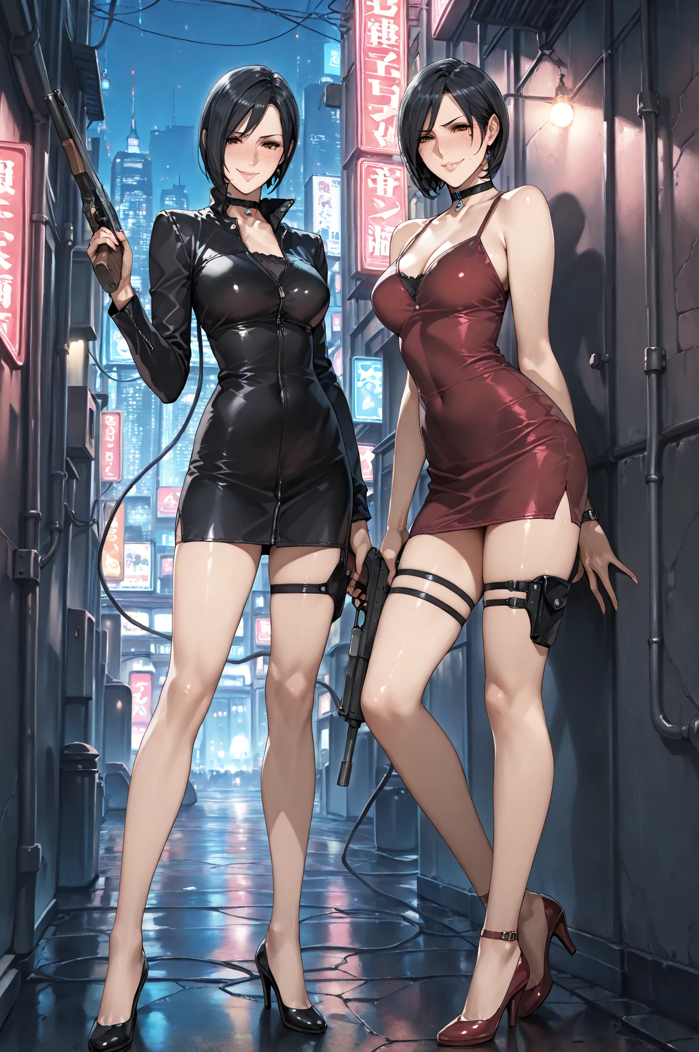 There are people there . Resident Evil 4 . Thick Animal Collar. . High heel. Red latex swimsuit. vibrator.  Standing in the crowd. . 