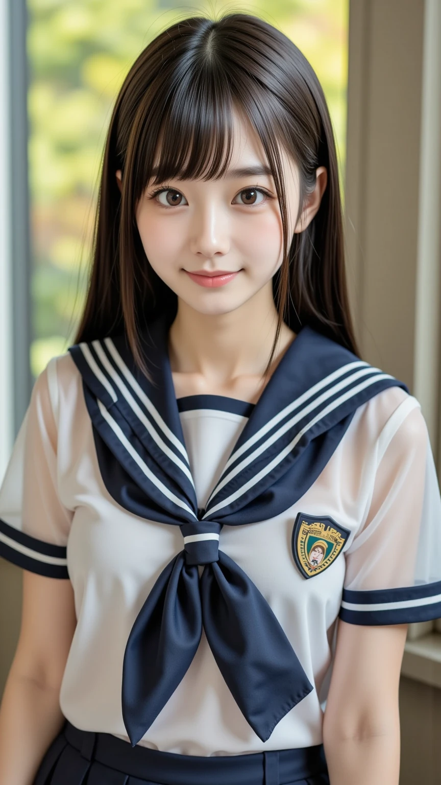 high quality、masterpiece、Ultra-high resolution、beautiful girl、beautiful girl顔、Cute girl face、Wear a sailor uniform、School Swimsuit、Lesbians around the world、Famous Japanese actresses、Very beautiful face、Beautiful breasts、sexy、Twin tails、Huge breasts、Too big、Saggy breasts、whole body