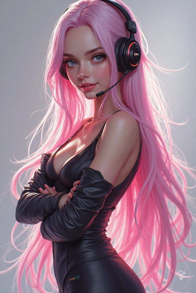 More mass facials White liquid on the entire face Multicolored light Pink hair