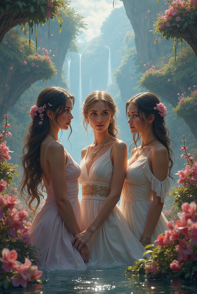 

realistic volumetric drawing, in a classic style, made with watercolors and acrylics, depicting a beautiful woman with raven-colored hair, in the style of the ancient era, Ancient Rome, A wreath of roses on the head, Bouquet of roses in your hands, in the garden, among roses and grasses; allegory rose flower, 
feeling of lightness, summer warmth, soft light, golden pink, cream, silver, mint, grassy green shades, nacre, botanical, dew, pearl, Sparks, 
Multiple exposures, transparency,layering random angle, art in Luis Royo's style