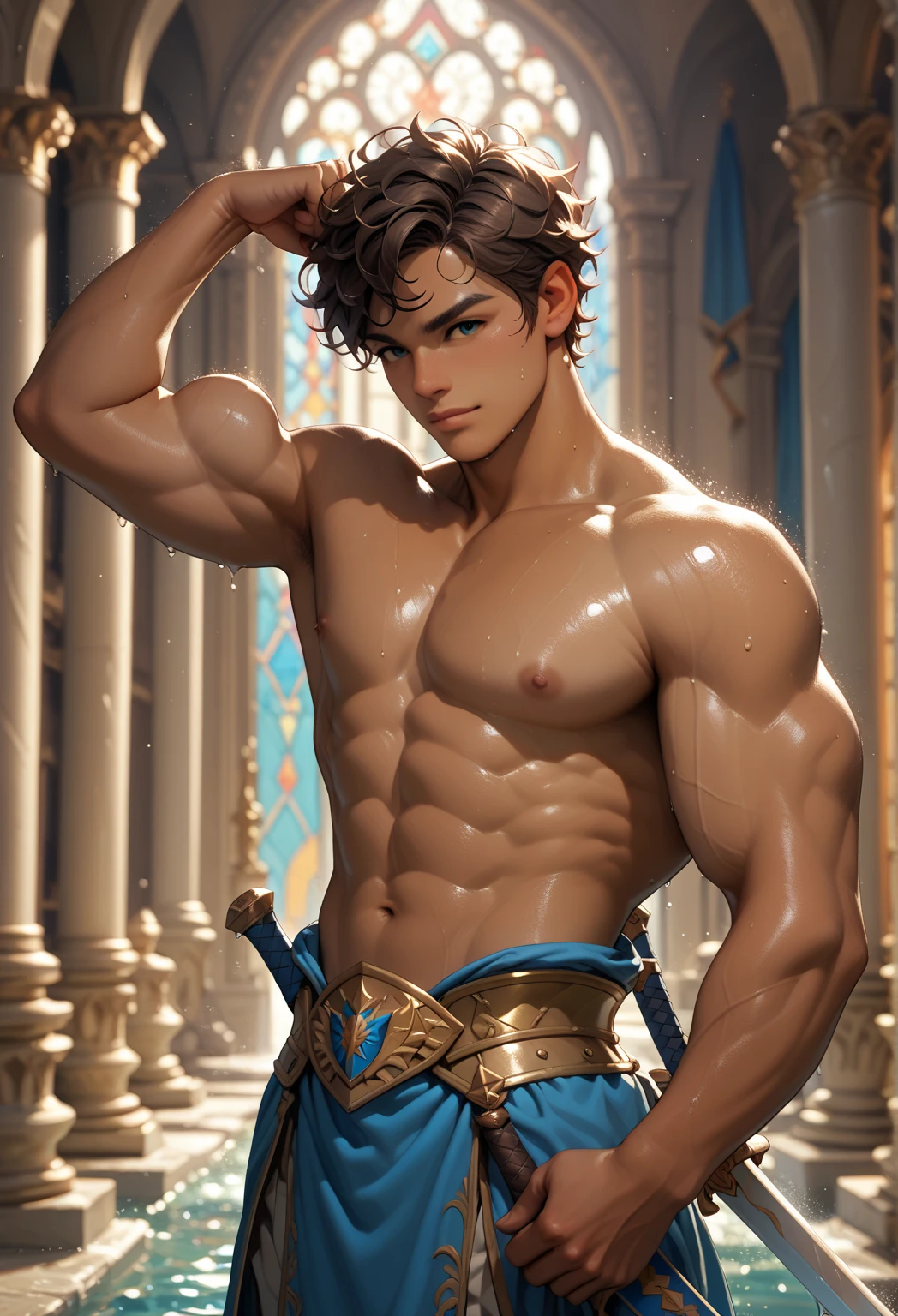 Best quality, masterpiece, detailed skin texture, detailed clothes texture, detailed face, super detail, 8k, intricate detail, 1 boy, The color doesn't change, Muscle guy, 1 guy