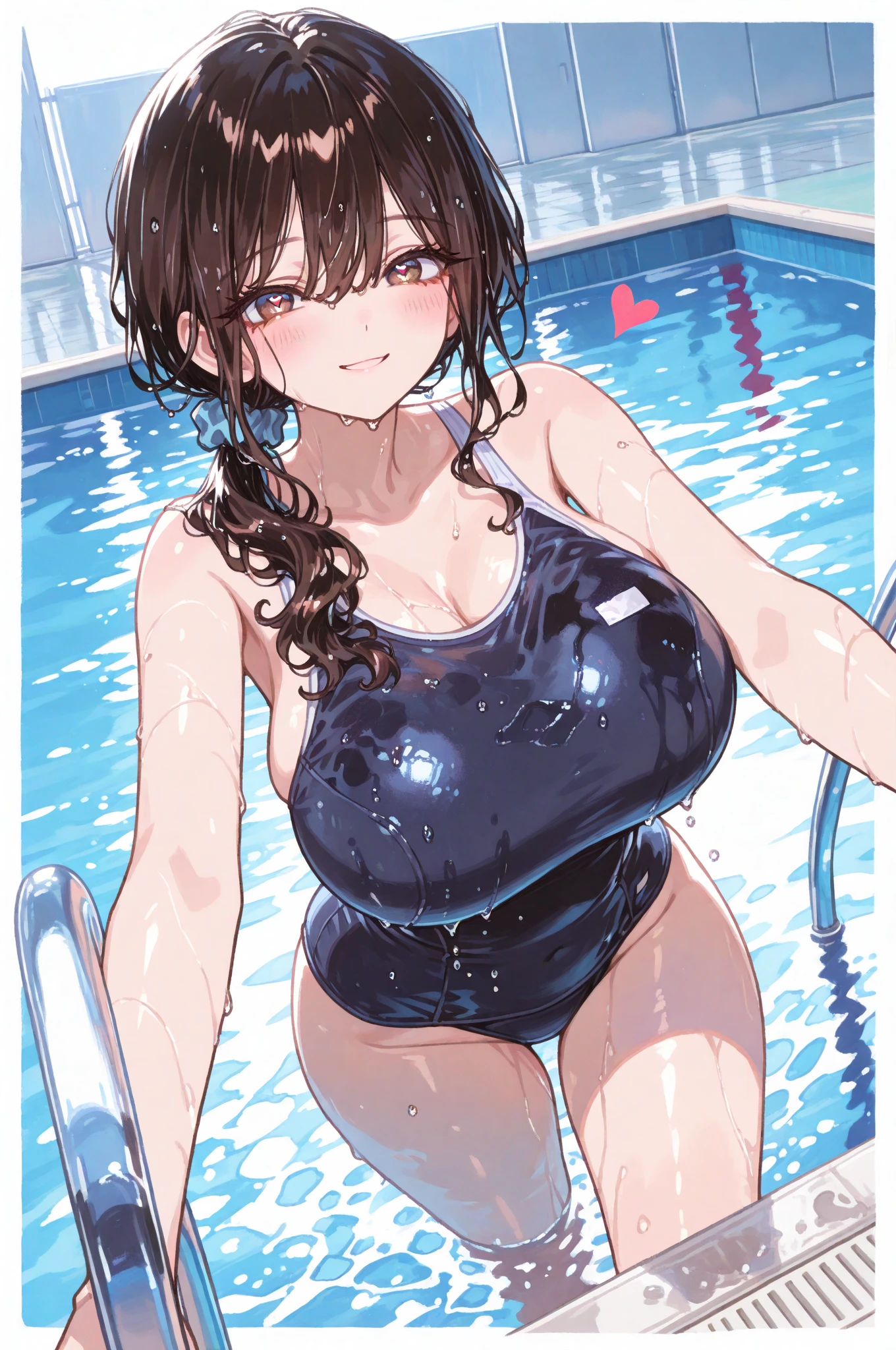 Highest quality,Highest Resolution,sexy,Gymnastics,Vibrant colors,Lying down,Very beautiful eyes,summer,Big Breasts,whole body,Glasses,Black Hair,Poolside,Sweating profusely,Offer a drink