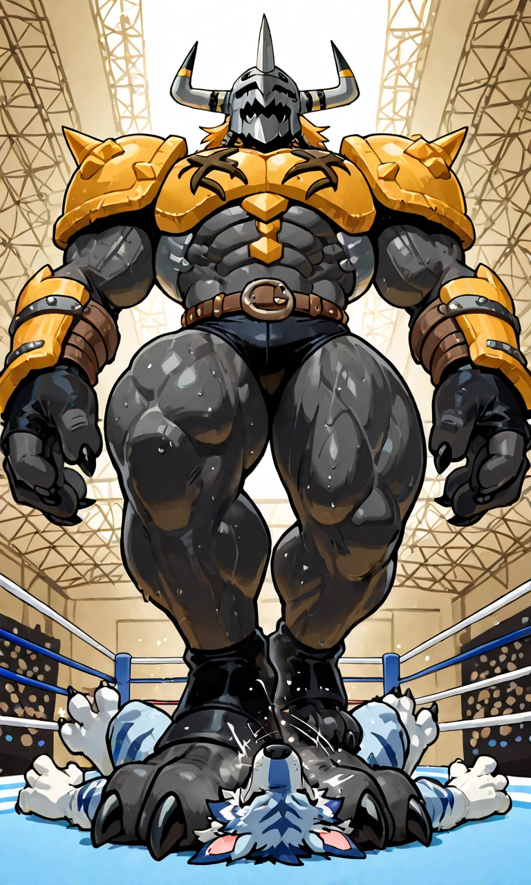 score_9, score_8_up, score_7_up, score_6_up, score_5_up, score_4_up,((rillaboom,gorilla,male furry)), white eyes, (pose:1.3), (posing:1.3), (soft shading), 4k, hi res, five fingers, detailed hands, ((detailed face, (detailed eyes:1.3), detailed)), (((full body))),show legs,show feet,(by maldu:1.5), solo, looking at viewer, 1boy, standing, full body, male focus,((topless,bottomless)), abs, biceps, flexing, smile,