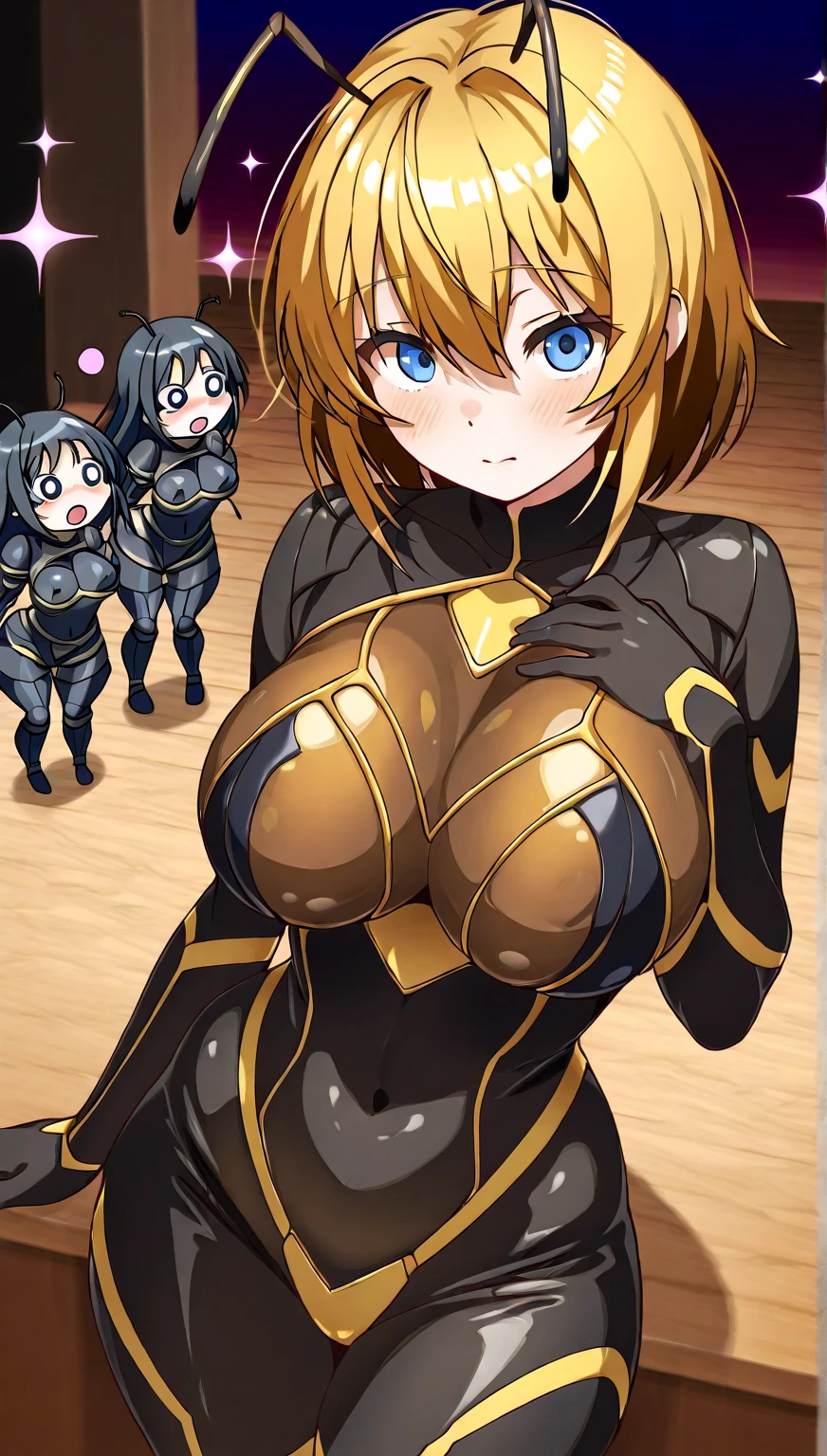 1 girl,Browsing Caution,clavicle, Absurd, brainwashing,Combatant, Hollow Eyes,((Purple glowing eyes 1.5)),  Huge breasts , Expressionless, Emotions are removed,(Black latex tight bodysuit),avert your eyes , whole body shape, ((Squat,Spread your legs, Put your arms behind your head)),(Highest quality、4K、8k、High resolution、Must have:1.2)、Very detailed、(reality、reality的です、reality的:1.37)、Ticker、Hyper HD、Studio Lighting、Ultra High Definition Paint、Sharp focus、Physically Based Rendering、Extreme Detail、Professional specifications、Vibrancy and color、Blurred、Sports portrait、landscape、Horror Style、Anime Big Tits、sf、photograph、Concept Artist、Five Fingers, Perfect body,  {{{masterpiece}}}, {{{Highest quality}}}, {{Very detailed}}, {shape}, {{Very delicate and beautiful}},Improved cost performance、All Roles、Canon 5D MK4でphotograph、photograph, 
