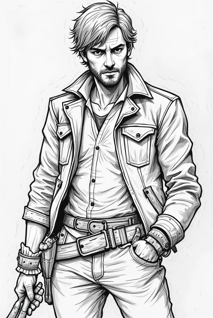 Desenho de uma caveira cowboy caminhando, arte no estilo todd macfarlane, paisagem, sketch artstyle, escala de cinza, monocromatic, 4k.