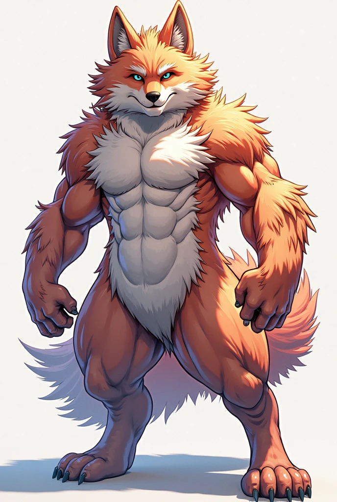 by zixiong, (1boy), solo, male, kemono, (crimson wolf), white torso, (naked), handsome, muscular, adult, hunk, hot body, (detailed black eyes), detailed face, white eyebrows, (1 detailed big hard penis erection), thick body, nipples, full body, abs, fierce, 1 tail, 5 fingers/hand, 6-pack abasterpiece, high res, best quality), 8k, perfect art, (nsfw), (lineart), best anatomy