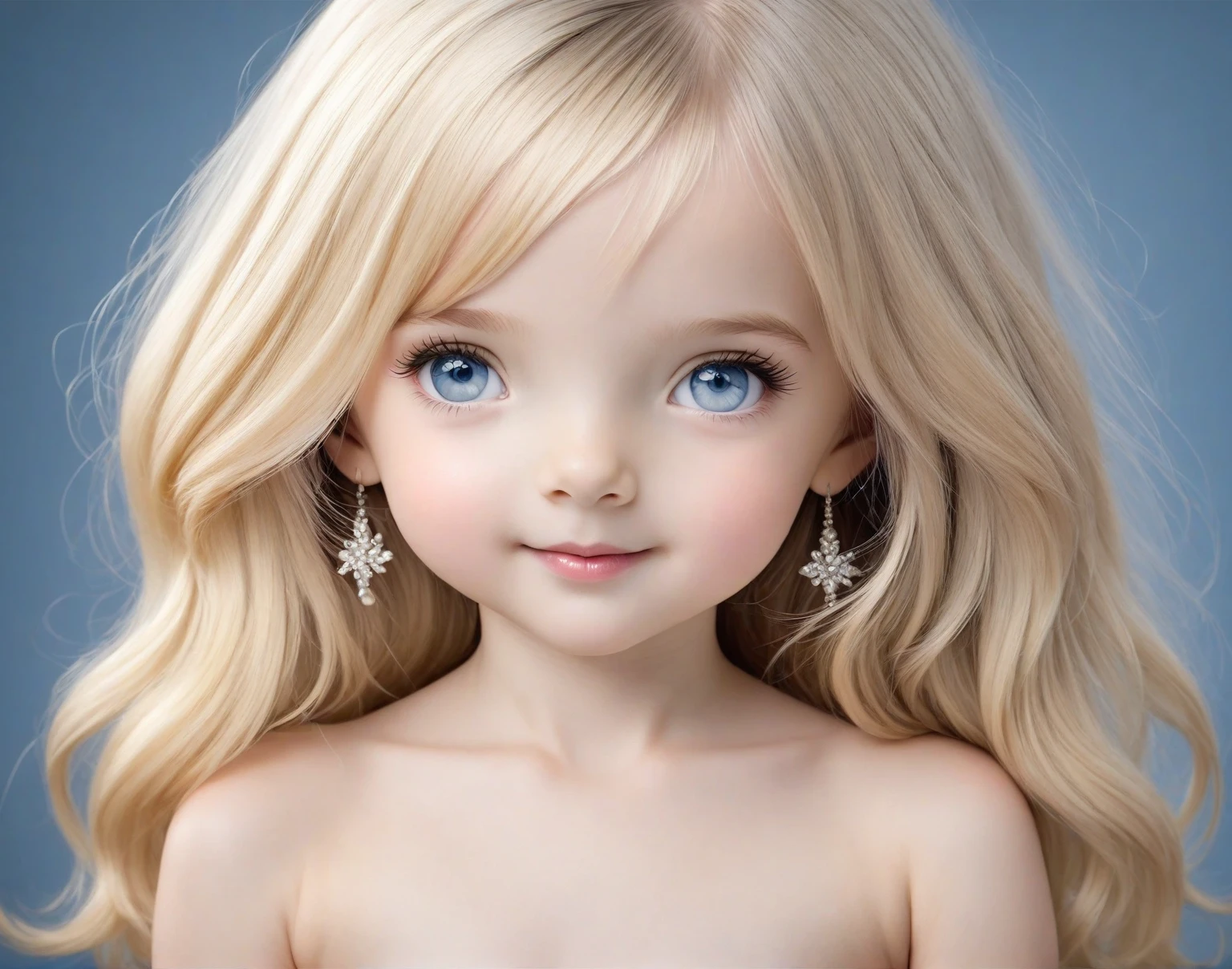 Russian style, girl children, photo studio white infinite background, close-up, bust, portrait, white panties, long blonde hair and giant white bow on head --auto --s2