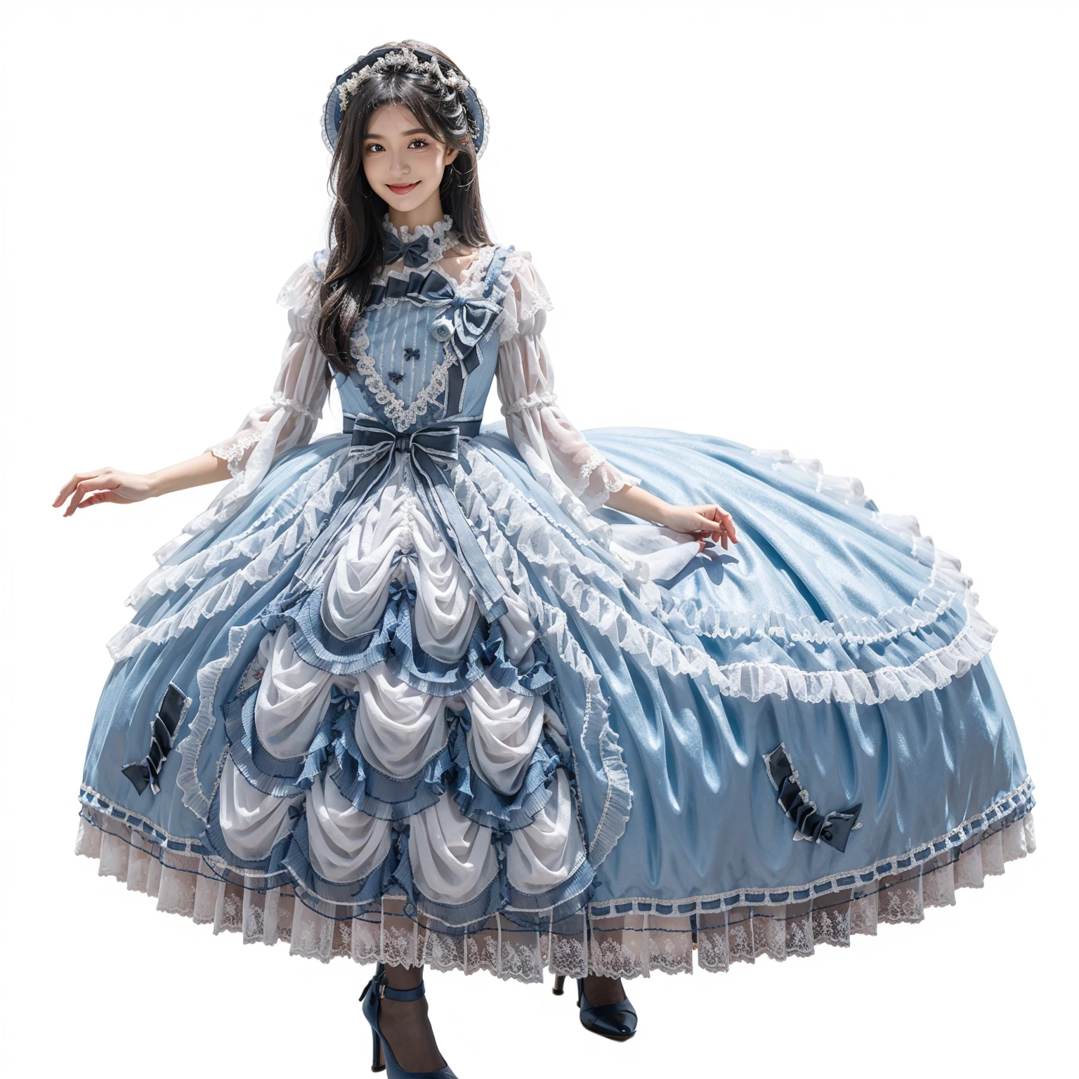 Do not mirror your hands,blue dress,