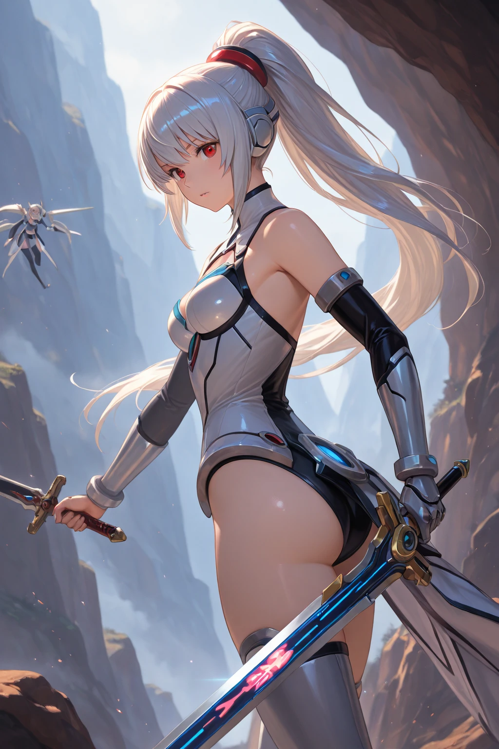 (La best qualityer,A high resolution,ultra detali,real),Mai Shiranui,( Mai Shiranui The King of Fighters:1.4 ),(white gray hair :1.4), (redgown/white similar to that used by ninjas:1.4) ,(They added white flowers to her dress, as well as a black belt with yellow tones) .,(Dungeon Background Ruins Cavern Destroyed Cavern :1.4 ), engine unreal:1.4,ultra HD,a best qualityer:1.4, photorrealistic:1.4, texture skin:1.4, work of art:1.8, epic fantasy art style hd, 4k fantasy artwork, epic fantasy digital art style, epic fantasy art style, fantasy woman, epic fantasy art portrait, epic fantasy style, hyperrealistic fantasy art, fantasy art hd, epic fantasy character art, epic fantasy art, in the style of dark fantasy art, epic fantasy digital art, (cowboy pose :1.4), (cinematic lighting :1.4), (Mai Shiranui:1.4), (Mai Shiranui :v2.1), (face detailed :1.4), (Perfect Anatomia :1.4) (85mmF/1.4), 8K more detailed.engine unreal:1.4,ultra HD,La best qualityer:1.4, photorrealistic:1.4, texture skin:1.4, work of art:1.8,first job, best qualityer,object object], (detailed facial features:1.3),(The correct proportions),(gorgeous blue eyes:1.4 ),  (cowboy pose:1.4 ), (Perfect Anatomia detallado :v2.1),( not mutations), (white armor cyborg transparent plastic plastic ninjas :1.4),( clear plastic ninjas white armor :1.4), (Dark ebony skin:1.4), (showing white lingerie panties :1.4), (beautiful detailed fingers :1.4), (White Transparent Plastic Cyborg BodySuit :1.4) 
