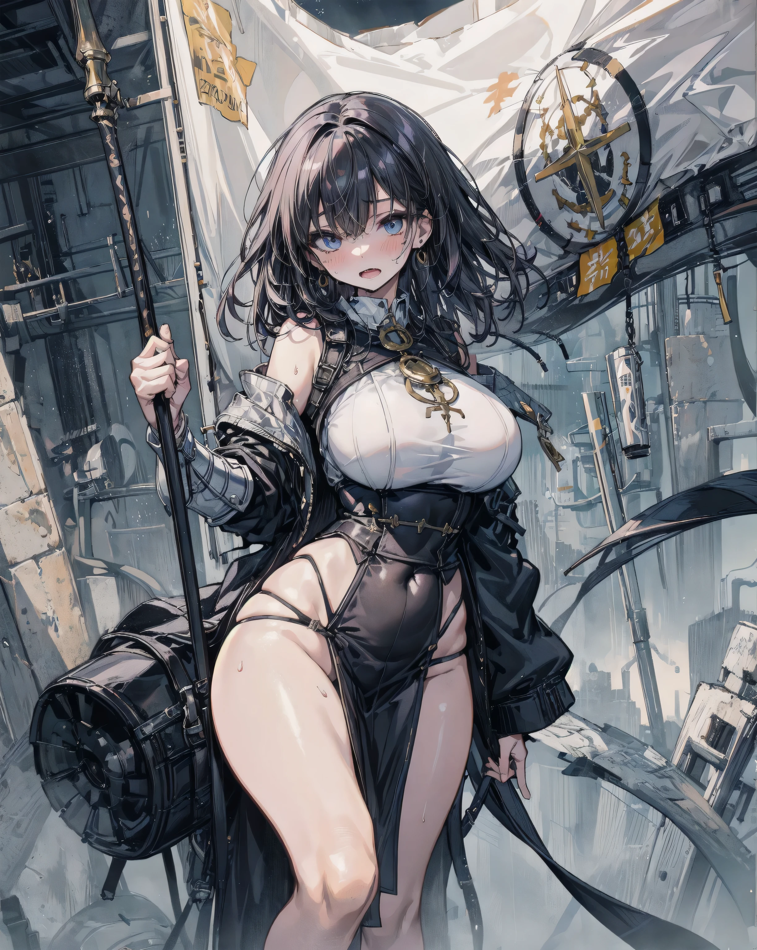 (((Ropa steampunk, Estilo steampunk, Fondo Steampunk,pie, pies, descalzo, pie perfecto, pies perfectos,Postura del pie,Postura de los pies,descalzo))),(((pezones muy marcados, pose de culo, pose de espalda, grande, pose de culo sexy,culo grande, naughty face))),(escote grande, cameltoe marcado, marcado, gigantic sagging breast, Cameltoe marcado) (manos perfectas, dedos perfectos), (absurdo, High resolution, ultra detallado), 1 mujer madura sexy, mujer madura, extremadamente detallado, 8k, Detalles intrincados, (Estilo steampunk), (Steampunk victoriano) retrato, fondo detallado, (Tema steampunk), gabardina cuero marrron steampunk con engranajes, steampunk armor, engranajes, vapor, victoriano industrial, horno,, yunque, botones, , electricidad, electric sparks epic atmosphere,