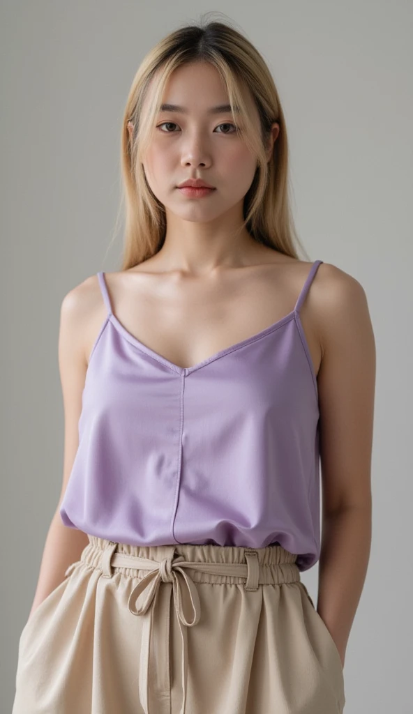 bellapoarch , blush, a woman, top tank shirt, jeans <lora:bellapoarch:1>