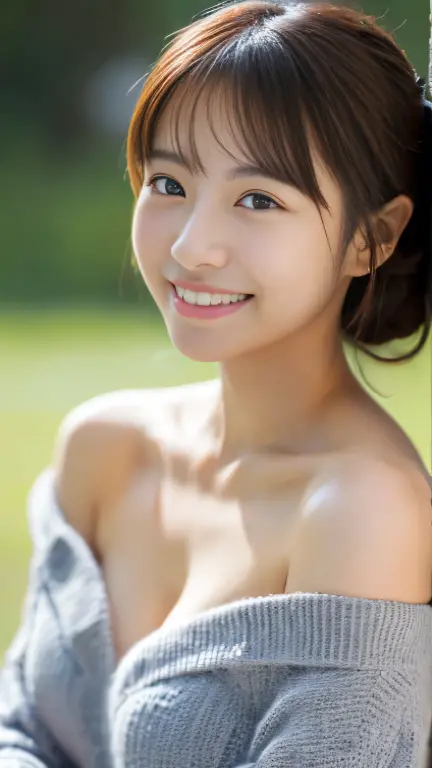 masterpiece,best quality,(Japanese girl),((Beautiful girl)),cleavage,(off shoulder:1.2),(perfect body beauty:1.2),(shy smile),From slightly above