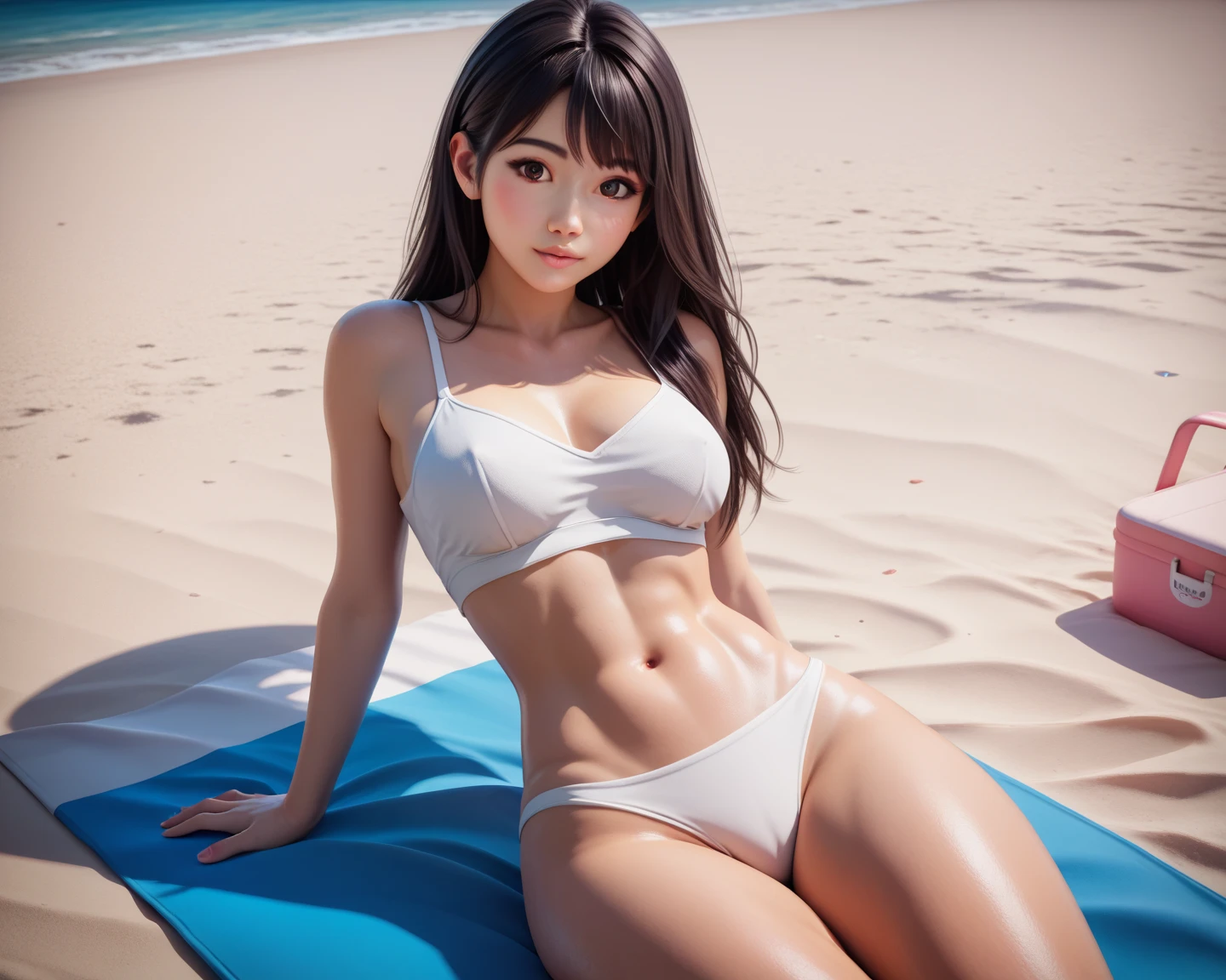 (best quality,8k,masterpiece:1.2,realistic,photorealistic:1.37),Nikon RAW photos,Fujifilm XT3,close-up portrait,beautiful detailed eyes,hazel eyes,sexy,high school girl,school swimsuit,solo,black hair,youthful appearance,full body,saika1