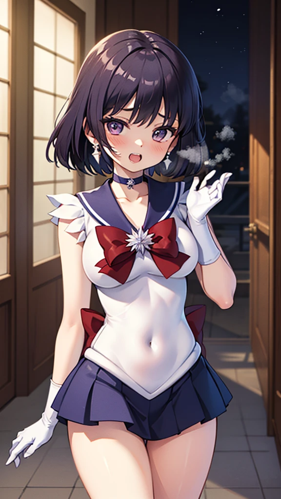 masterpiece, high definition, best quality, rendered art, well formed hands, fingers and body, 1 woman, solo, Xiangling , adult, grown up, wearing Sailor Moon's outfit, big breasted, cleavage, full body, sexy sailor senshi uniform, short blue skirt, red boots, gorgeous hips, legs and thighs, blond, white elbow gloves, sailor collar, tiara, earrings, dancing seductively and erotically, shaking her body, showing her back and front, wind lifting skirt, smiling joyfully and brightly, looking at the viewer, flirting, beach environment 