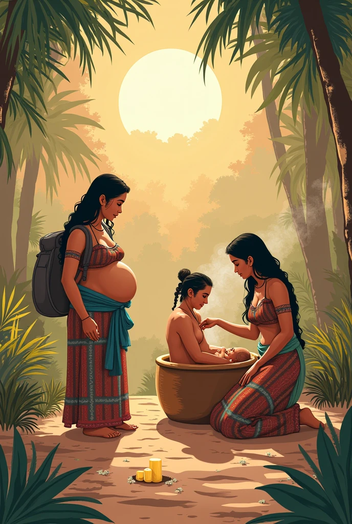 Drawing about childbirth made in a village