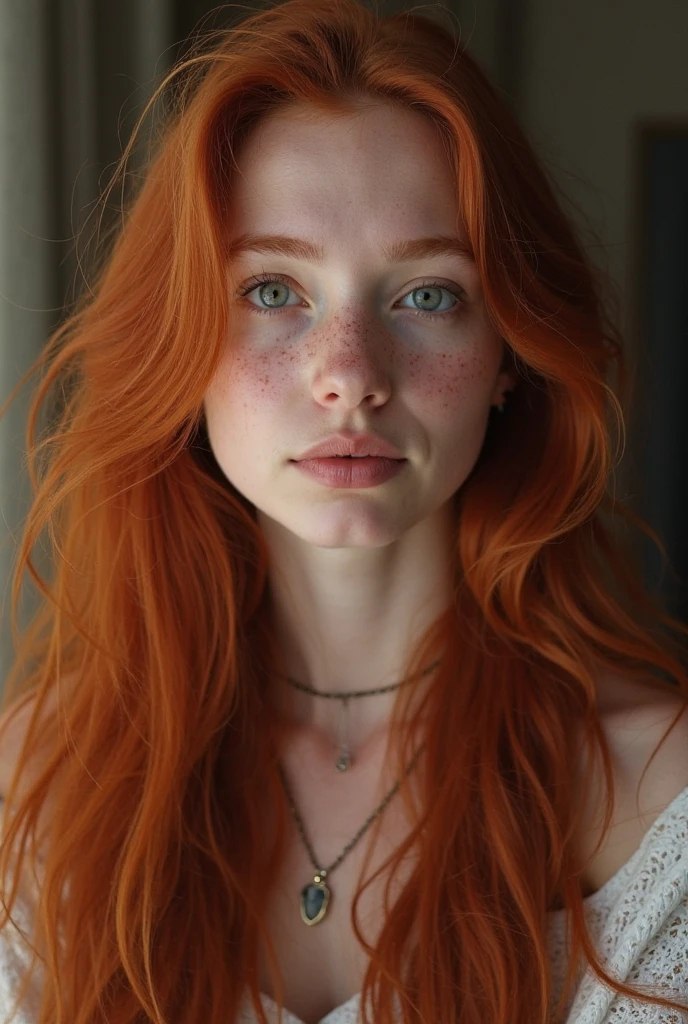 (8k, RAW photo, highest quality),(epic realistic:1.5), a girl, dynamic posture,erotic face,shirt,(detailed eyes:0.8),(looking at the camera:1.4), (highest quality), (best shadow),intricate details,cinematic,((skin:1.4)),interior, (long ponytail ginger hair:1.3),dark studio,(hdr:1.5),detailed, muted colors, freckleright lighting: 0.7), masterpiece, big angle shot, RAW photo (pale 19-year-old Irishwoman, looking up at the viewer) (undressed, disheveled, with bright red matted hair), (sitting), full-length portrait, perfect face, captivating eyes, bright details, pouting lips (high skin detail), freckles, large breasts, hard nipples (tint: 0.6), (dirty: 0.8), (bloody: 0.7), Key lighting, (backlight: 0.5), medium depth of field, Canon 5D, 50mm lens, f/4 aperture, (ultra-detailed, complex detail), sharp focus, 8k, absurd, 8mm film grain, flirting with camera