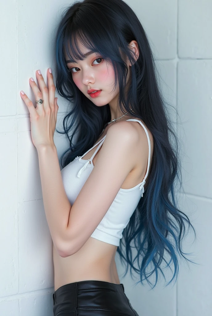 Man and woman kissing々Good Lover, Blue Hair Girl BDSM Nude, Skinny girl, Young strong handsome man with grey hair