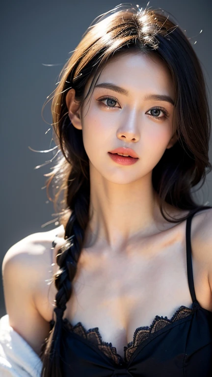1girl,solo,(bright red lips,blush:0.9),(huge breasts,(sagging breasts)),pose,nsfw,nude,nude nipples,twin braids,braided,happy,smile,close-up,upper body,(pureerosface_v1:0.5),looking at viewer,<lora:GirlfriendMix2:0.4>,(mole under eye:0.7),blue eyes,<lora:sharp_eyes:0.5>,sharp_eyes,(bright red lips:0.8),(blush:0.6),
<lora:add_detail:0.33>,(dslr),night,in dark,dark theme,
masterpiece,official art,best quality,ray tracing,volumetric light,realistic,photorealistic,ultra highres,vivid,zydG,tianfeng1,