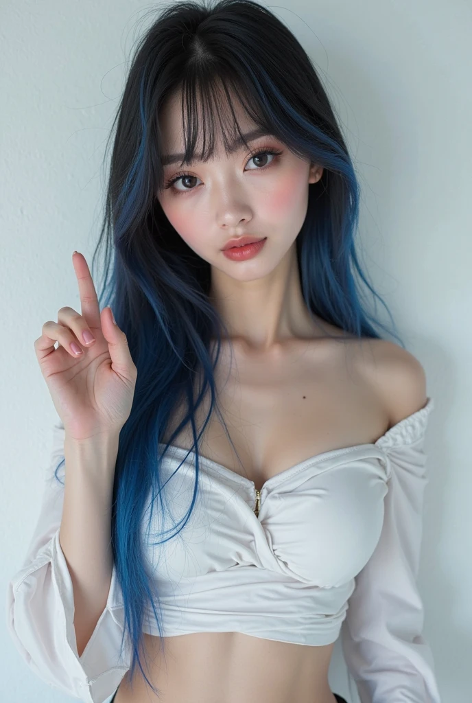 (Round face),(Well-defined nasal bridge),(High nose),(Long narrow eyes:1.5),(Double eyelids:1.5),(Small breasts),(Good posture:1.5),(Multi-colored hair:1.5)