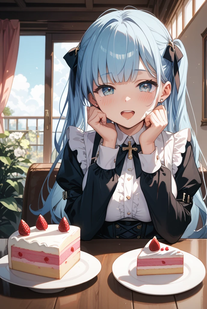 1girl,hands, multiple hands, ,6+boys,  ( happy birthday:1.2), <lora:fondle_by_hands_lora01:0.8> eating,(cake on plate,:1.2)   cafe,, (colorful:1.2)[detailed:0.5]
(round_eyes:1.1), (shiny, day,:1.4)window background, 
cute girl,smile,
flowing lace,lace trim, 
layered skirt, layered clothes,petticoat,
[best quality::10][master piece:0.5](white_pupils:0.7)