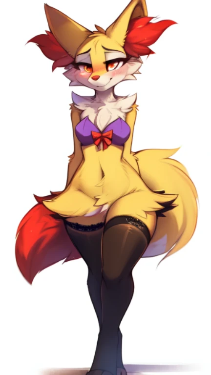 delphox female , wearing red mini skirt ,big wide ass , bubble Butt , Black butt ,Full body ,r-mk Style