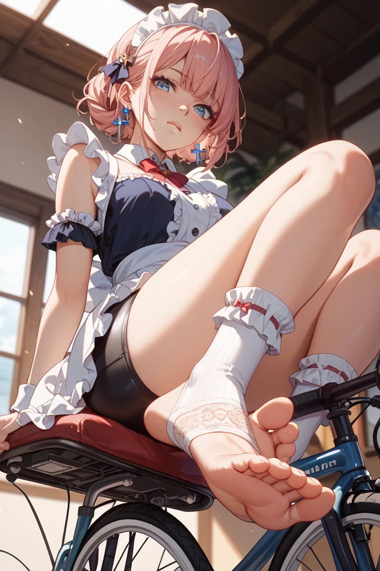 1 girl, corpse, perfect anatomy, laying on ground, mami tomoe, masterpiece, best quality, highres, big breast, :o, closed eyes, torn clothes, (pink laced panties:1.2), (tearing up:1.2), wreck, explosion