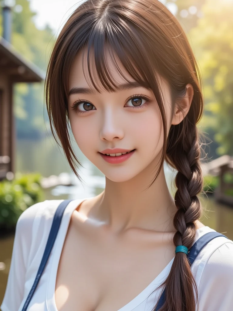 ((Best Quality, 8k, Masterpiece: 1.3)), 1 girl, Beautiful girl with slender abs: 1.3, (random hairstyle, huge breasts: 1.2), Wet clothes: 1.2, Ultra detailed face, detailed eyes, double eyelids, sexy swimsuit