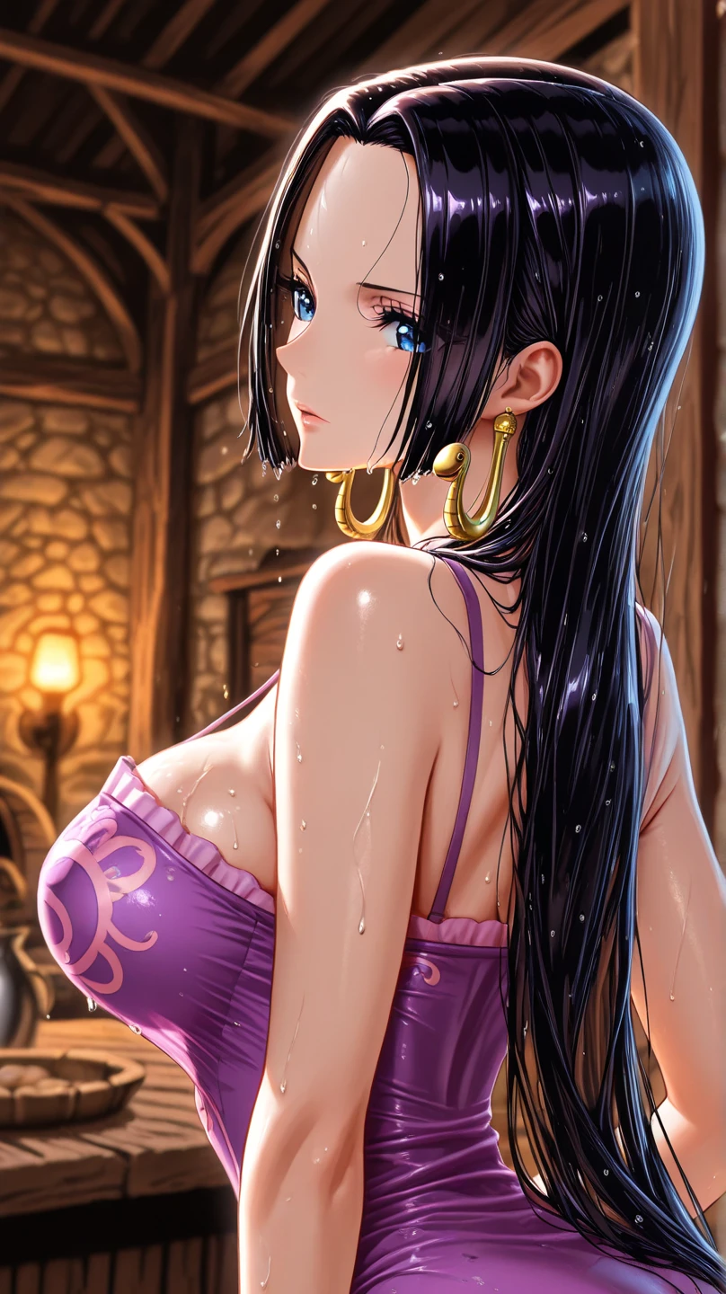 ((((panties:1.2))))、(((Cowboyshot:1.5))), (((smile coolly:1.3)))、best quality, masterpiece,1girl 、(((Light purple lingerie highest quality、Light purple bra and light purple panties, Writing about underwear is complicated、The delicate pattern of)))、(((huge breasts))), Beautiful sunlight,(((( on the castle)))), One Piece character nico robin, long black hair, extremely beautiful, looking at the viewer, standing in a lingerie.(top-quality, 8K, masterpiece:1.3)), A detailed eye, (looking at from the front), Look at the camera, ((Everything is sparkling、reflecting light:1.2)), (portrait), 1 person, nico robin ((one piece)), Beautiful woman with perfect body, Highly detailed facial and skin texture, all fingers pointing at viewer,(((Beautiful Light purple lingerie highest detail)))、nico robin、Long black hair、Big Eyes、Serious expression、clear lips、Arched eyebrows、Smooth nose、Earrings、Bangs flowing sideways、
((Drawing style of One Piece manga series))