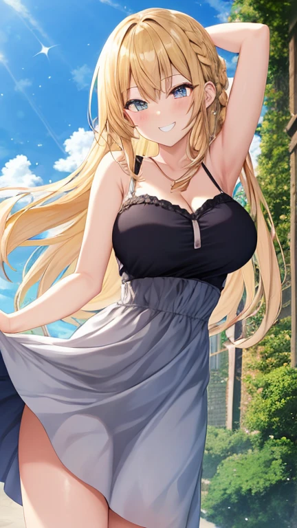 Blonde、tits、Night Dress、Grin
