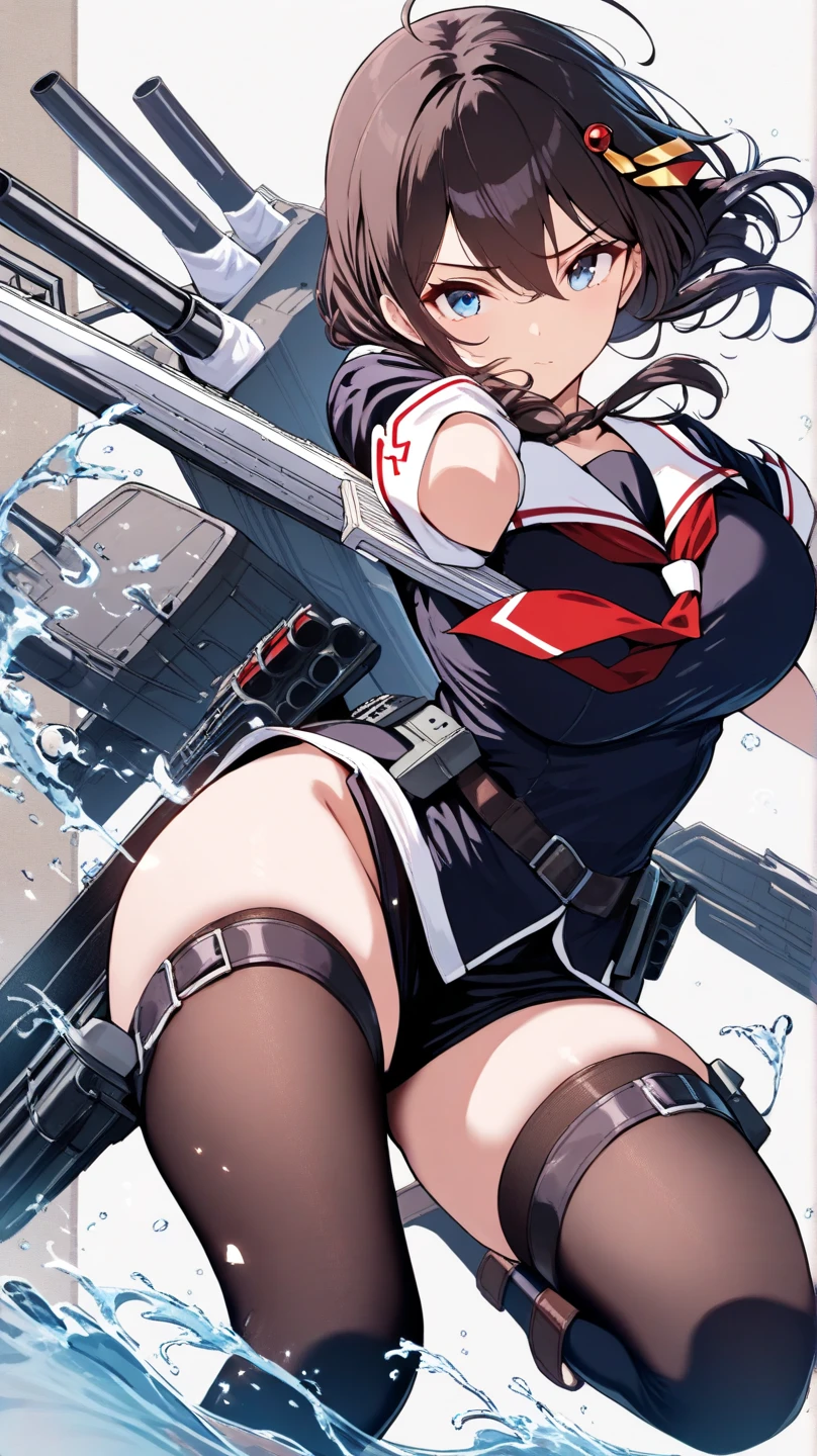masterpiece, (Perfect Anatomy:1.5), highest quality, 1 lady , slender, leggy, Seductive, brown hair ,very short hair,  (wear a white long sleeved shirt, tie, navy officer winter jacket:1.5), white bikini pantie , barefoot, Perfect hands, Perfect body, reclining, lying on a sofa, leg lift , looking away, ((Exquisite detail)), Very finely crafted fingers(((10 fingers))), (full body showcase), (Show your whole body), (no background), (No logo) , high resolution, parted lips, belly button , feet up, arms up