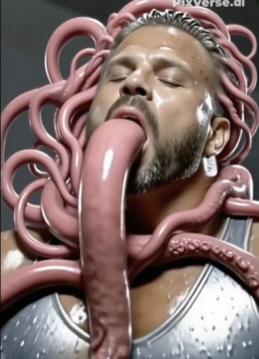 male white 40yo hairy handsome hiker being swallowed by colorful carnivorous worm, his arms and legs are being swallowed by purple worms, cum every where, soccer socks, vore, coil, he is yelling

