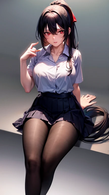 Woman in the hunter uniform from Kimetsu no yaiba with black hair and green locks