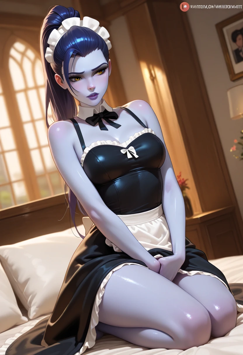 (NSFW:1.3), bce, 1girl, having ???, (((vaginal sex))), purple hair, black eyes, asymmetrical hair, sexy poses, bedroom, goth, goth makeup, smoky eyes, eyeshadow, eyeliner, flat bangs, upper body view, big breasts,