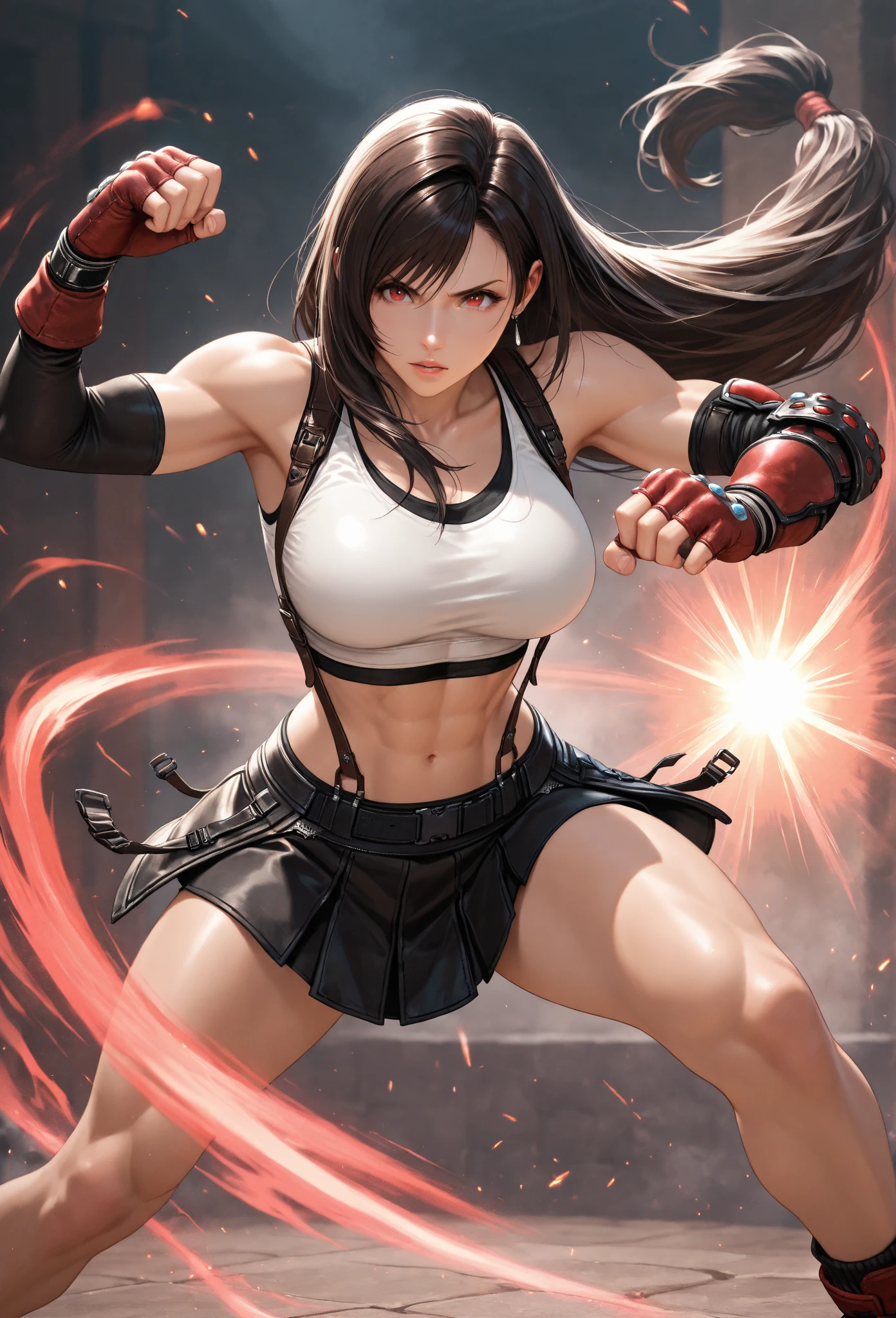 1girl, solo, foto corpo inteiro, (Ela tem grandes olhos azuis brilhantes)(glossy and red lips) (((Seios muito enormes)) (Corpo fino perfeito) (Asian Gamea de boxe,luvas de boxe,musculares) , ((Posando sexy)) (master part, High definition, Volumetric lights and dynamic shadows)((master part))(8k)(rosto perfeito)(Ultra Detalhes) (perfect hands, olho, e rosto) na rua cheio de carro