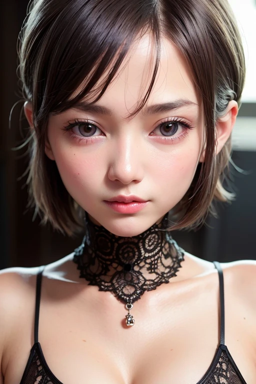  The piercings on her tongue and lower lip add an edgy twist to her otherwise delicate look.
