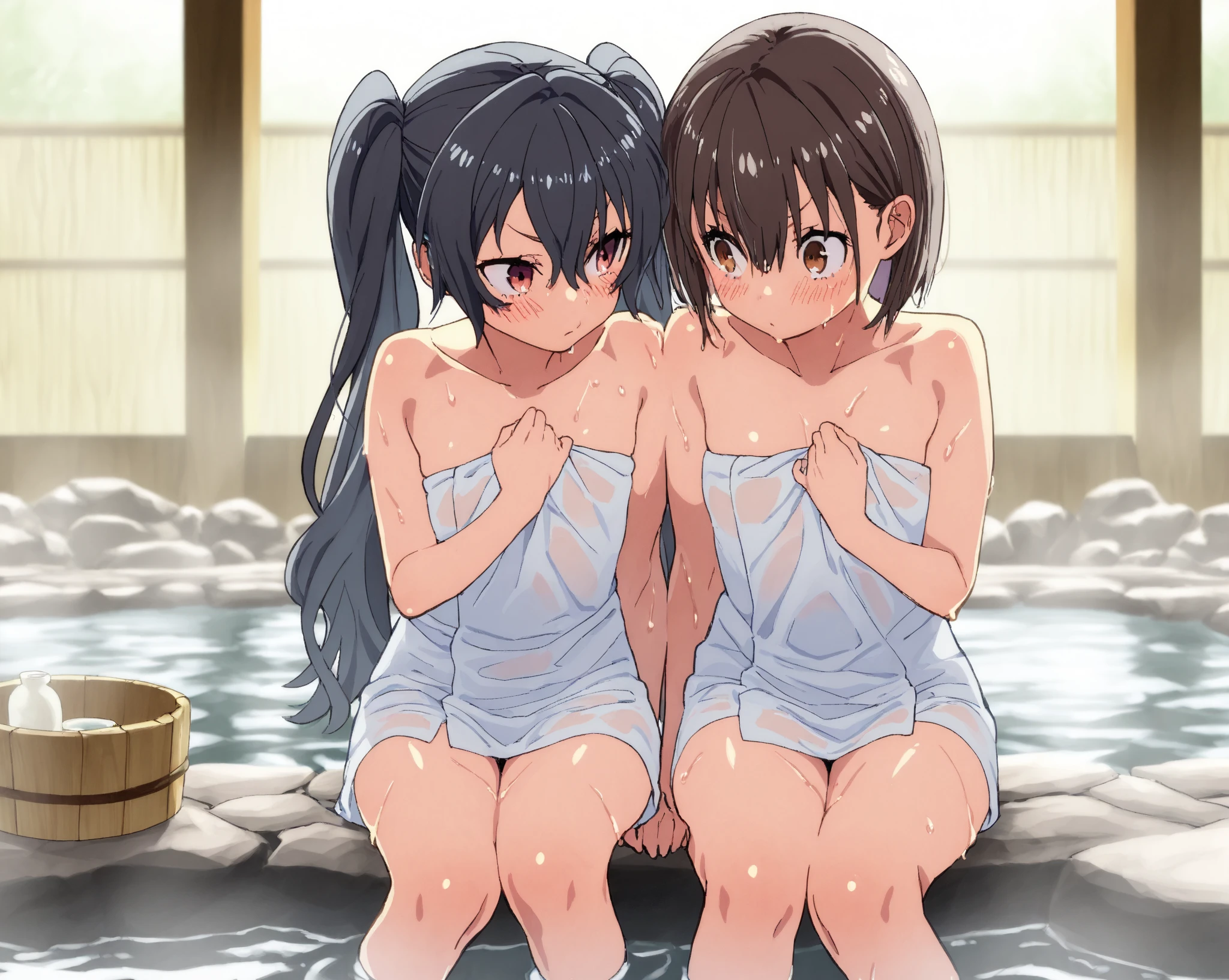 by 2 person, Two Girls, Onodera Kosaki, , smile, View your viewers, , got it, Flat Color, 2D, Anime Coloring, Jagged lines,naked,naked,,Pussy,Pussy,((Highest quality, High resolution, Pixel perfect, 4K)), (1 Girl), (Beautiful Anime Girls), Observe the audience, Perfect body, (blush), smile、Open your mouth a little、 (naked)、(Sweat)、、Wet Hair、naked,naked,Pussy,Pussy, 、 summer、School swimming pool、dark、 ,Sailor suit,Nipples,Nipples,