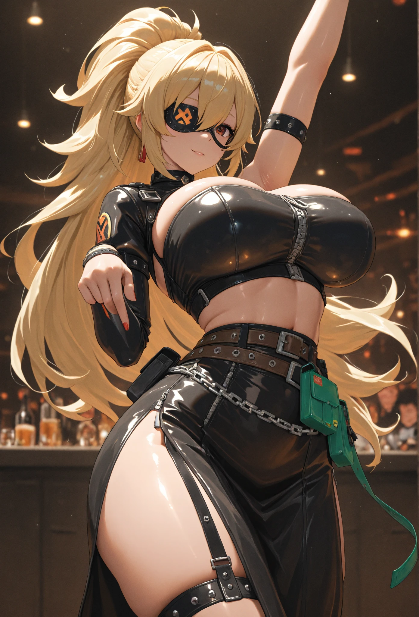 Masterpiece(woman,Huge breasts,Huge breasts:1.4, (Huge breasts:1.8),とても唇が赤いHuge breastsを強調,Big Ass,Narrow waist,Long legs,Greenish blue eyes )
8k(((((Musician:1.3)))))
8k Sweat splashing:1.4
8k(((Naughty expression)))
8k(((Stick out your tongue a little)))
8k(((Gal)))
8k(((Staring at me)))
8k(((((Anime Style,A sloppy smile,What we are looking for,Face mischievous face,The facial expression is accurate:1.3)))))
8k(((Anime Style,The facial expression is accurate)))
8k(((((Wearing sexy clothes:1.5)))))
8k(((Music Festival)))