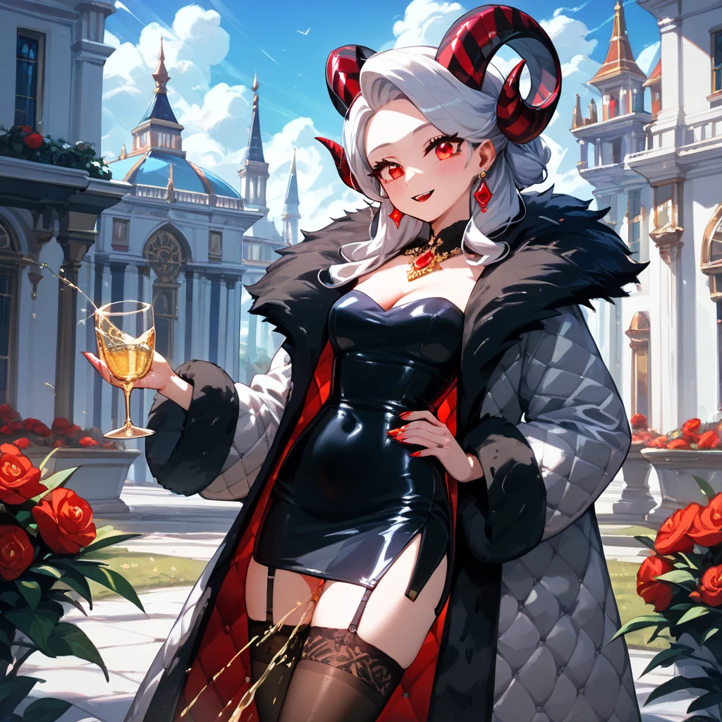 ((best quality)), ((highly detailed)), detailed face, beautiful face, , (1girl), (glasses), dynamic pose, full body, (((very wide shot))), ((torn cloak)), <lora:hairdetailer:.7>, (vampire), (pointed ears), (glowing) ice blue eyes:1, (pale skin:1.3), (black hair:1.3), ð§ââï¸, ((wine glass)), parted lips, fangs, medium breasts, black and red gothic dress, sharp nails, nightgown, partially (transparent clothes), laying on back, on a large bed, ((arrogant)), disdainful expression, (black_lipstick:1.3), inside a gothic castle, at night, stained glass, (outdoors, at a bamboo forest, evening, night sky, stars, moonlight, shooting star), <lora:AHOBAKA_style_v02:1>