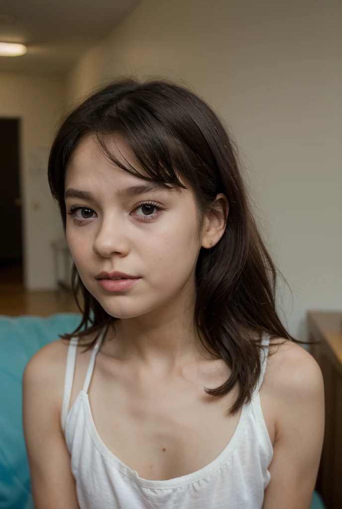 14 year old girl with long hair, Pee in public, I can't stand it anymore, Horny Face, A face that endures pain, Acting like you care about others.Completely naked